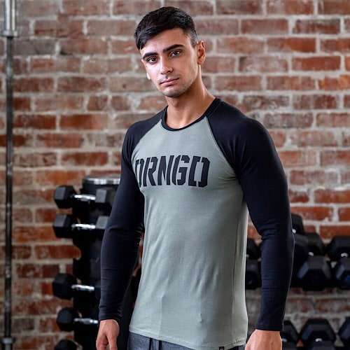 DRNGD L/S Raglan Tee – Black/Olive - Image 3