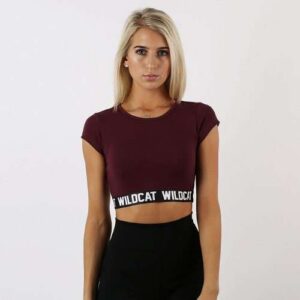 WILDCAT S/S Crop Top – Maroon