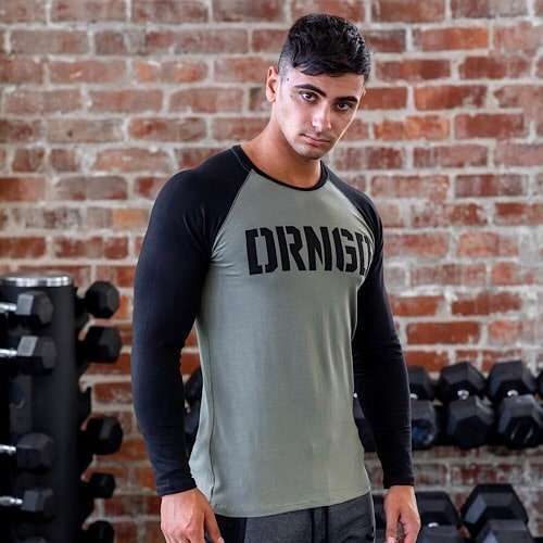 DRNGD L/S Raglan Tee – Black/Olive